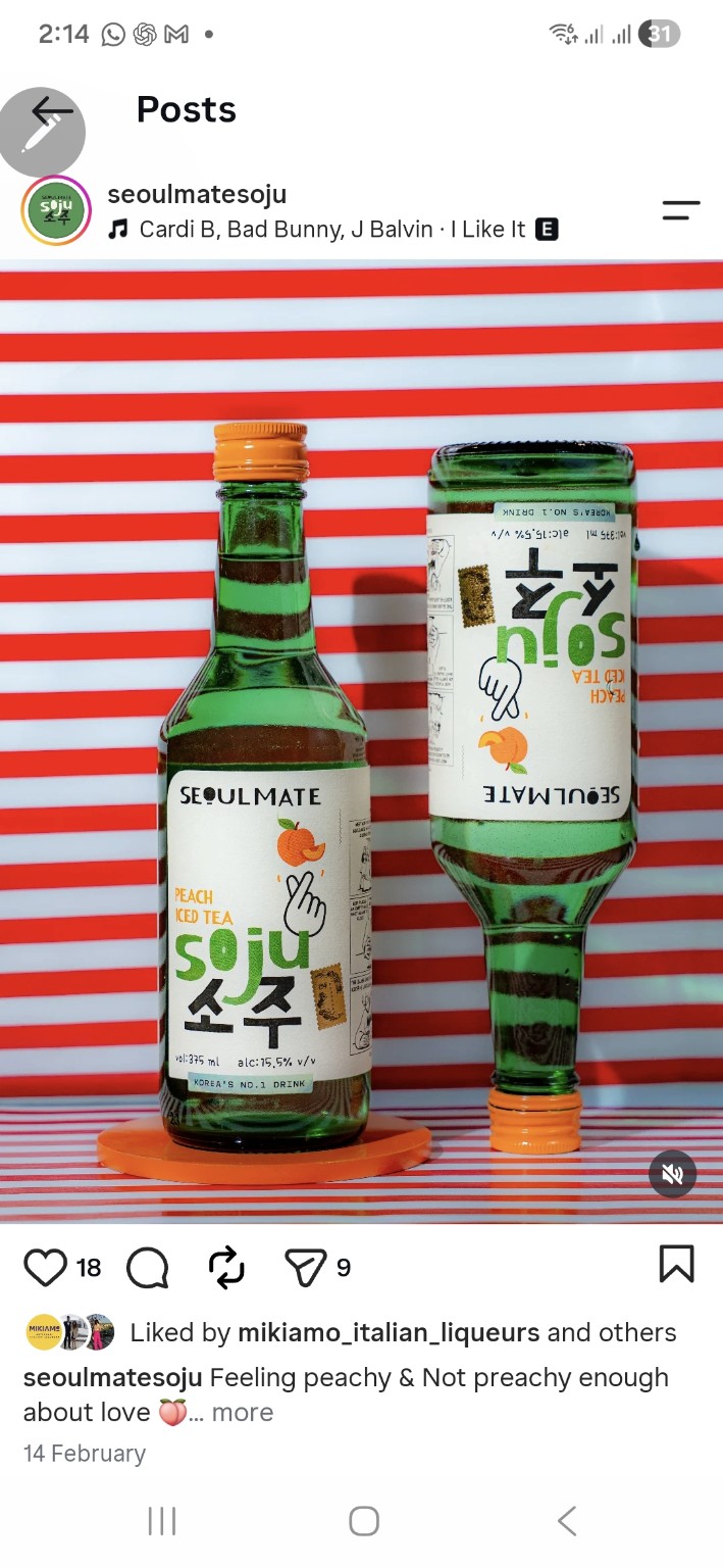 Seoulmate Peach Iced Tea Soju packaging